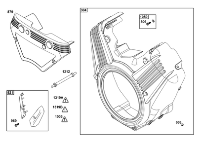 Blower Housing Group Diagram and Parts List for 540477-2221-G1 400000 - 699999 Briggs and Stratton Engine
